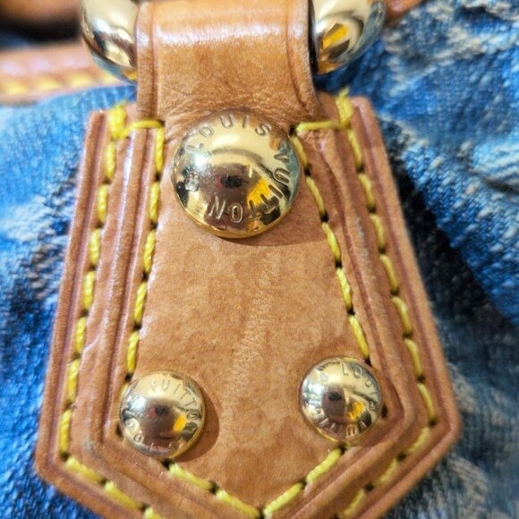 Authentic Louis Vuitton Denim Pleaty Monogram Vintage Pouch Pochette Hand Bag - Picture 11 of 16